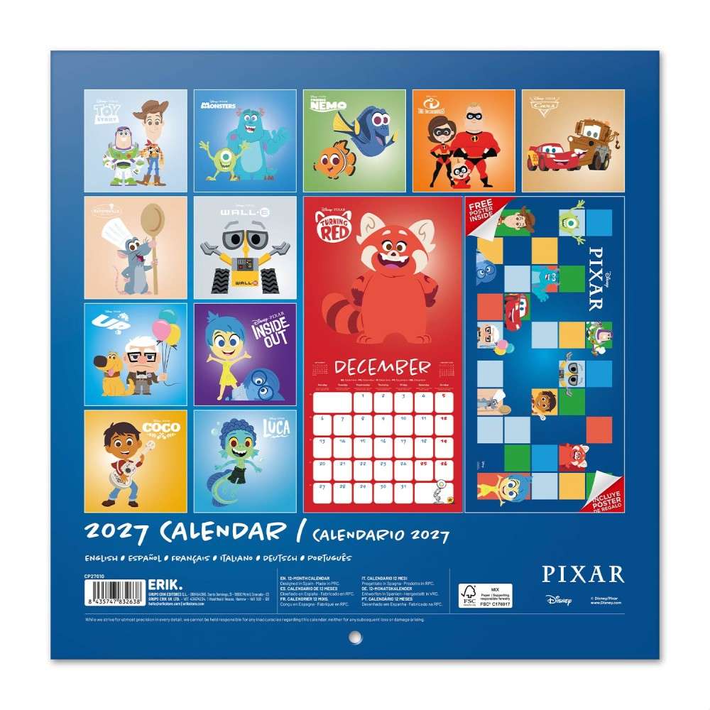 Grupo Erik Disney - Pixar 2027 30X30 Calendar - Multicolours